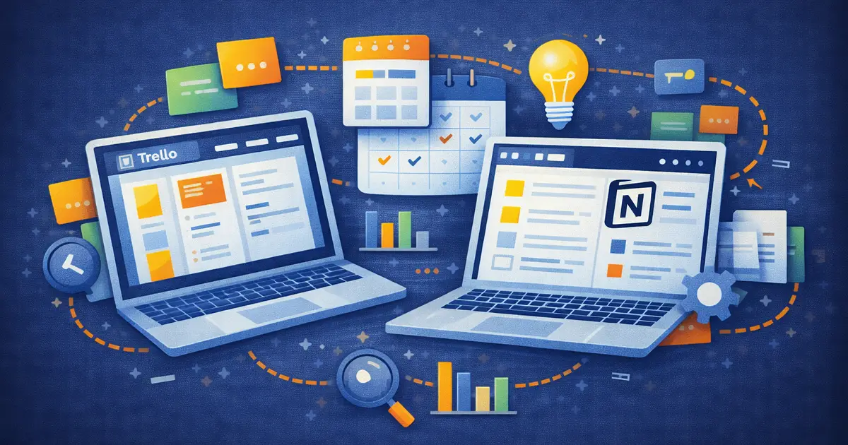 A workspace view highlighting digital tools used to organize, schedule, and manage content.