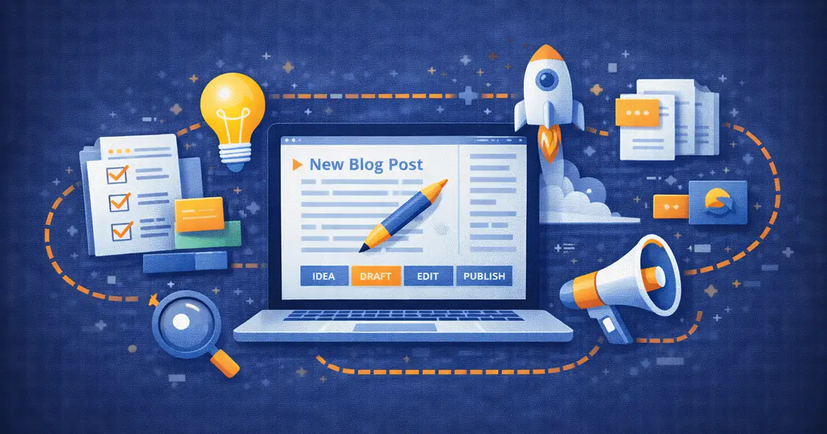 A step-by-step visual showing content moving smoothly from idea to publication.