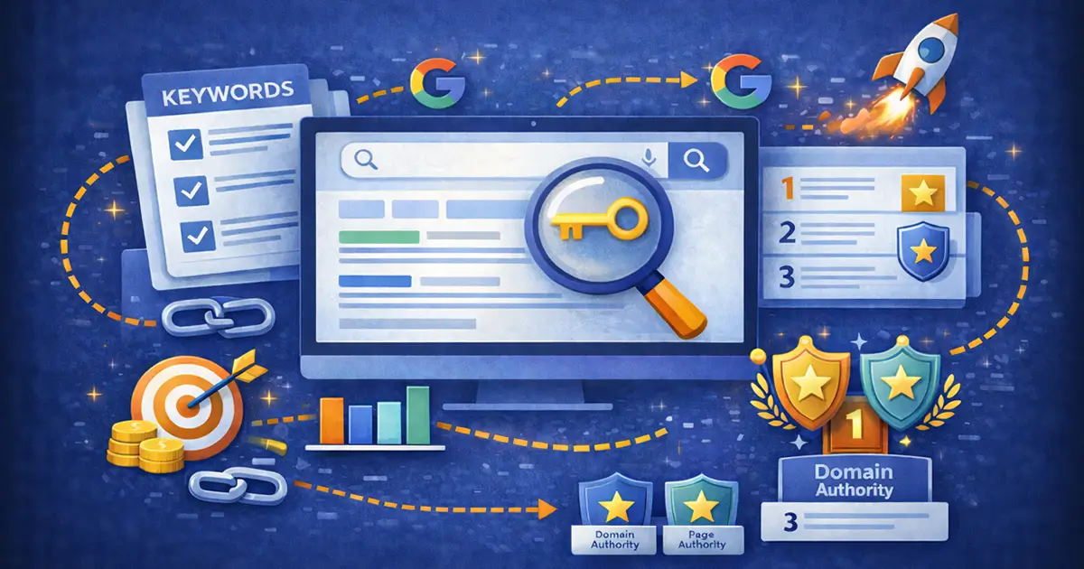 A visual overview showing how search engines connect users to relevant websites.