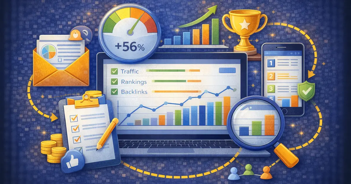 An illustration representing site speed, structure, and technical stability.