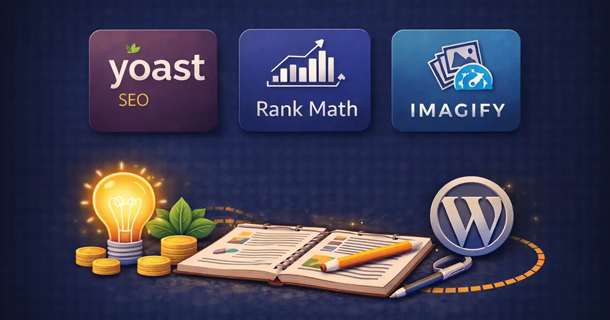 An illustration highlighting SEO plugins that support WordPress optimization.