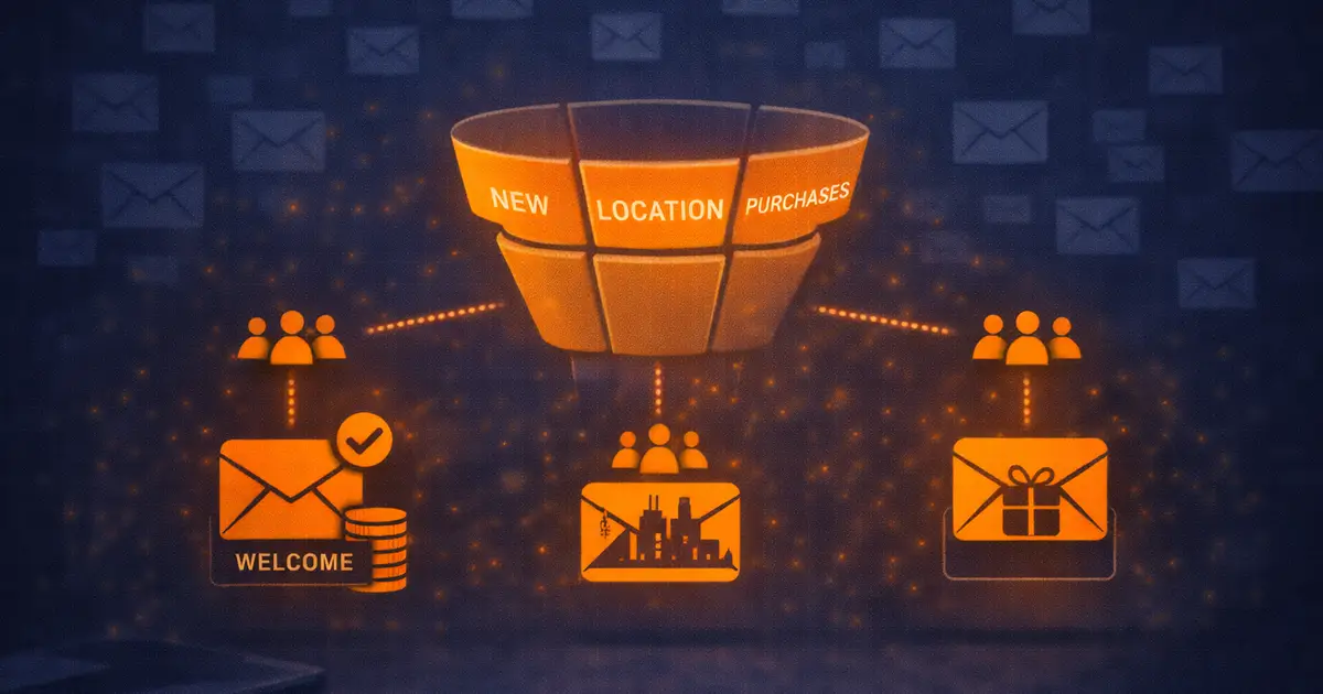 A single audience splits into clear paths, showing tailored messages reaching the right people.