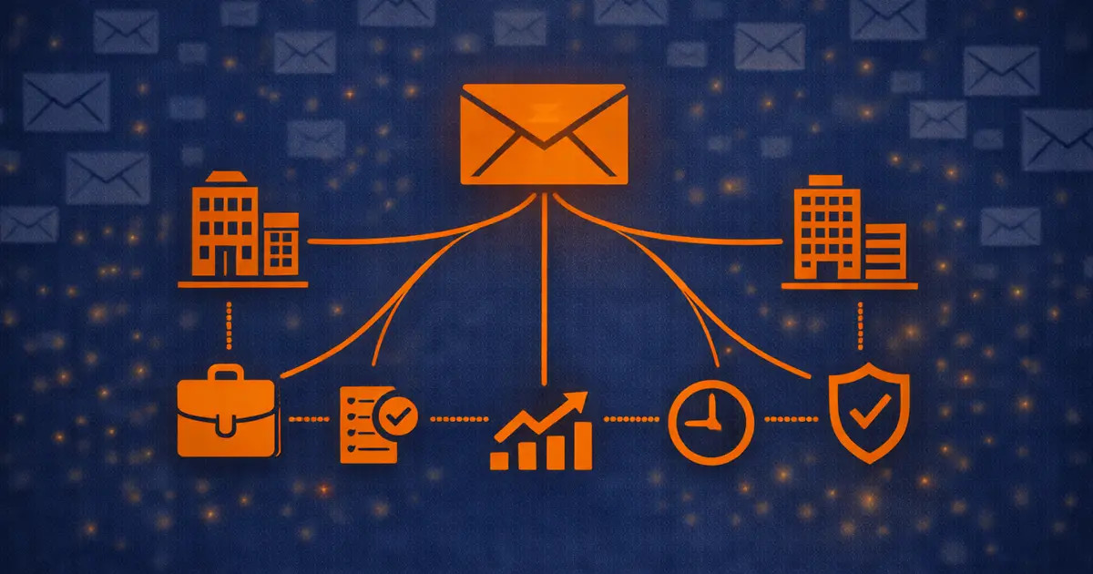 Structured communication flows between businesses, focused on clarity and value exchange.