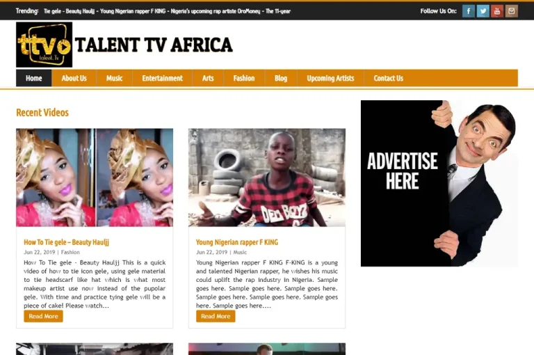 Talent TV Africa Media website design by The Strategic Tech